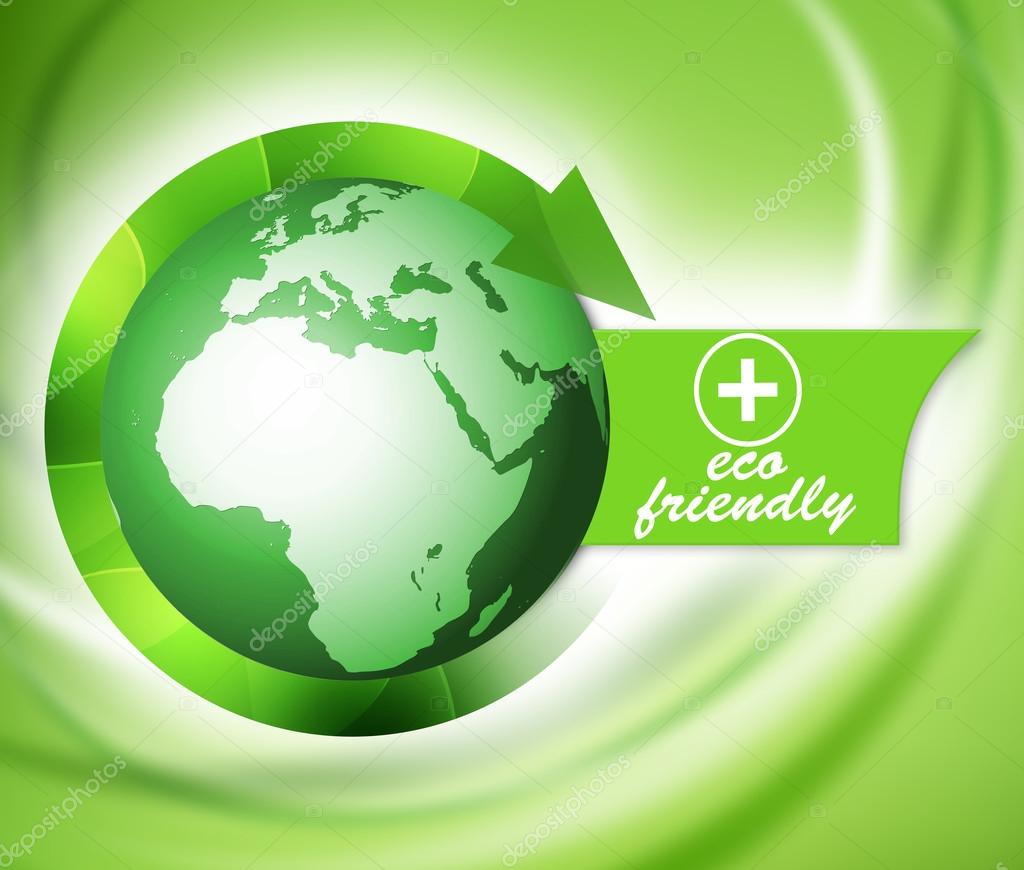 Green biologic ecological eco-friendly world with arrow