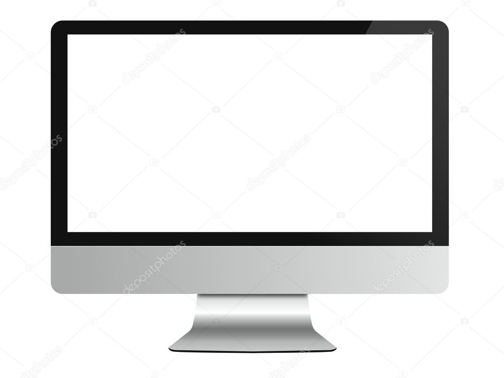 Computer monitor on white isolated