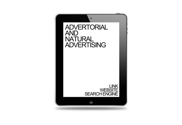 Tablet display, Advertorial and Native Advertising, Link and Website — Stock Photo, Image