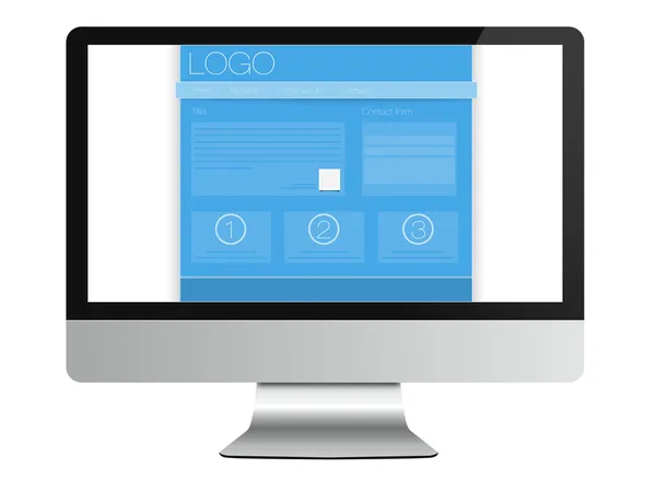 Web sitesi, izole beyaz bilgisayar monitöründe