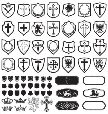 Kalkanlar ve çapraz heraldy vektör ayarla