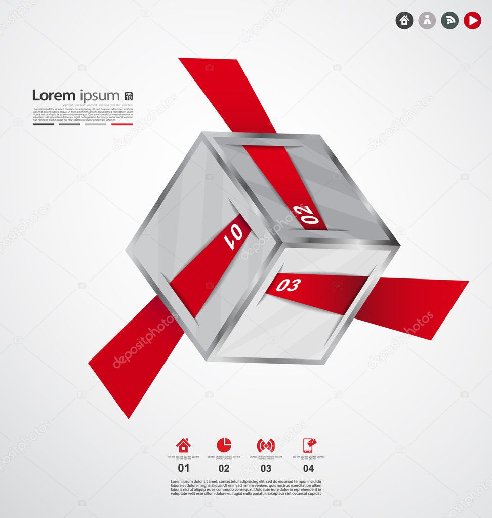 Modern cube origami infographic vector