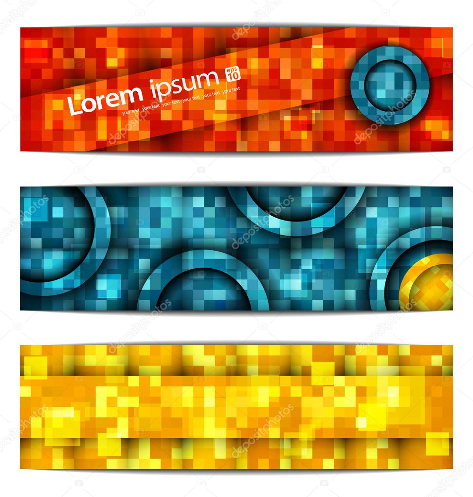 Abstract mosaic banners vector