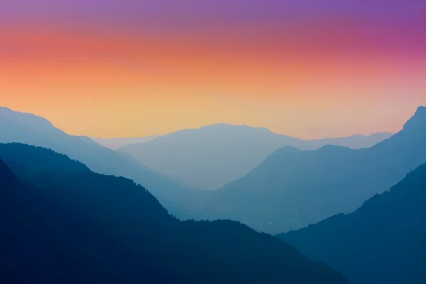 Chamonix peaks on sunset — Stock Photo, Image