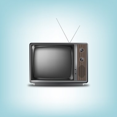 mavi bir arka plan üzerinde eski retro televizyon