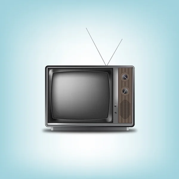 Old retro television on a blue background — Stock Vector