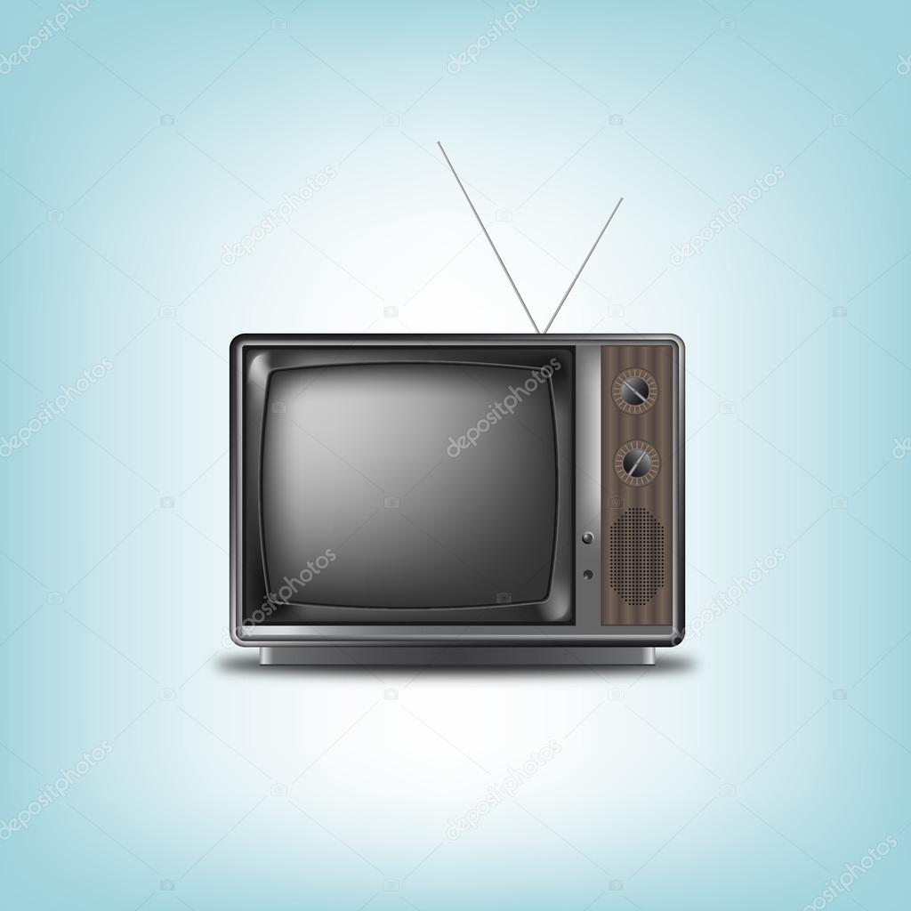 Old retro television on a blue background