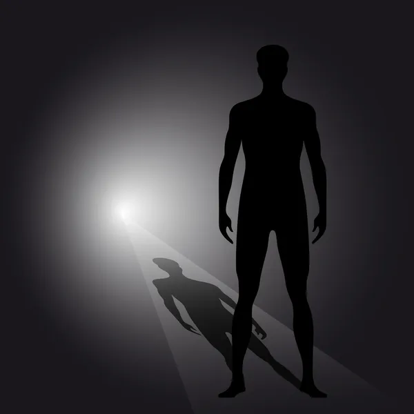 Silhouette abstraite homme avec ombre — Image vectorielle