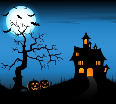 kale ve kabaklar Halloween gece arka plan
