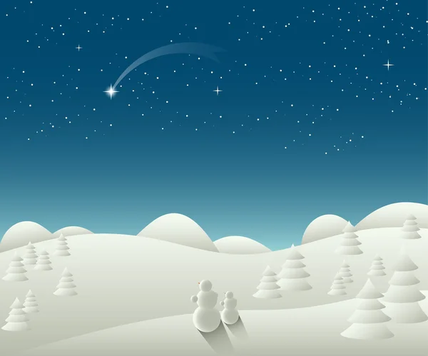 冬の落下星とのクリスマス風景 — ストックベクタ