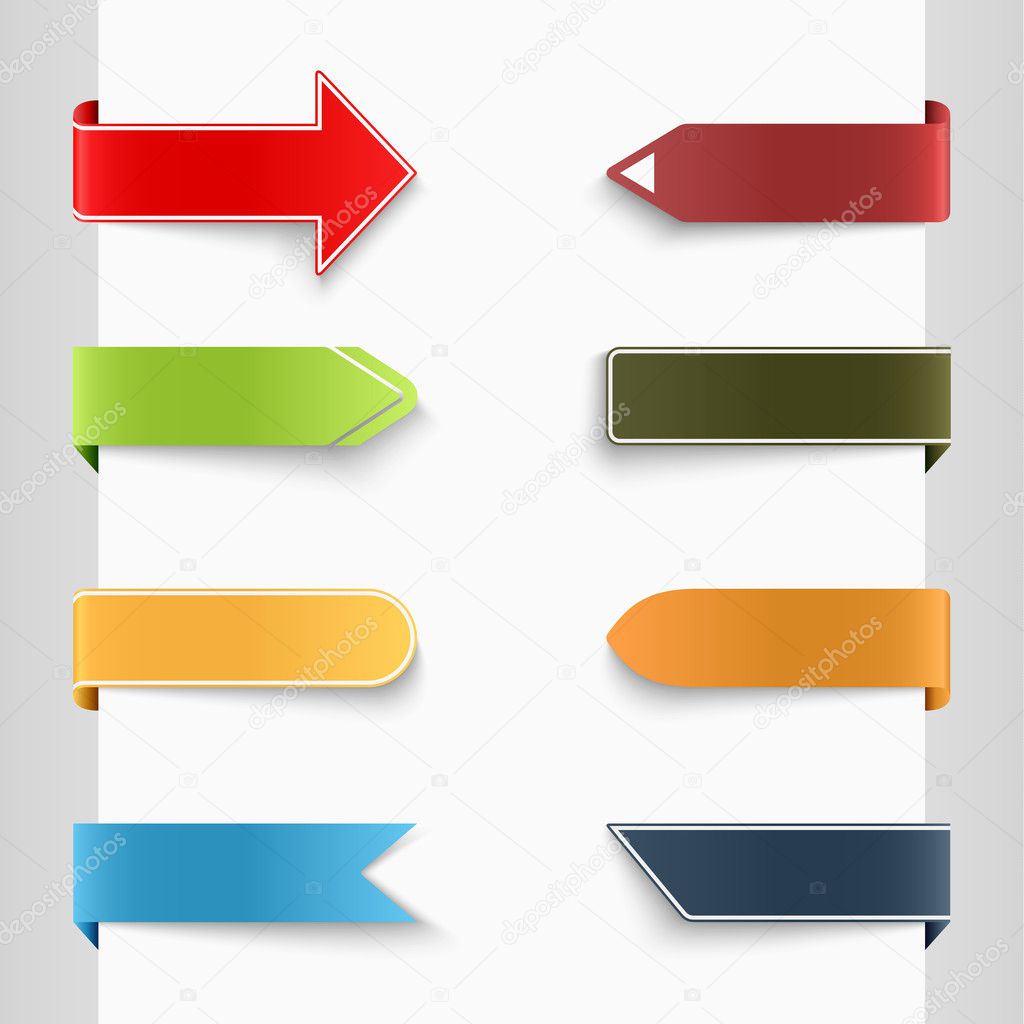 Color set of bent paper tags
