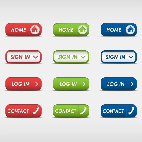 Set gekleurde rechthoekige web buttons — Stockvector