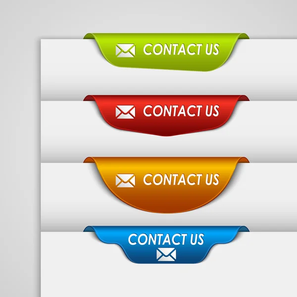 Renk etiket bookmark iletişim web sayfasının kenarında — Stok Vektör