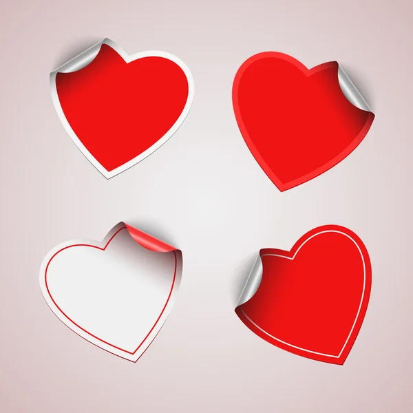 Valentinstag rote Herz-Aufkleber — Stockvektor