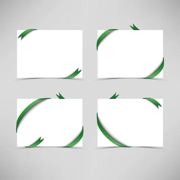 Біла листівка з зеленими стрічками — стоковий вектор