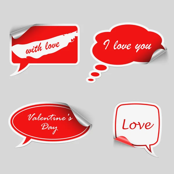 Valentijn rode stickers dialoogvenster zeepbel — Stockvector