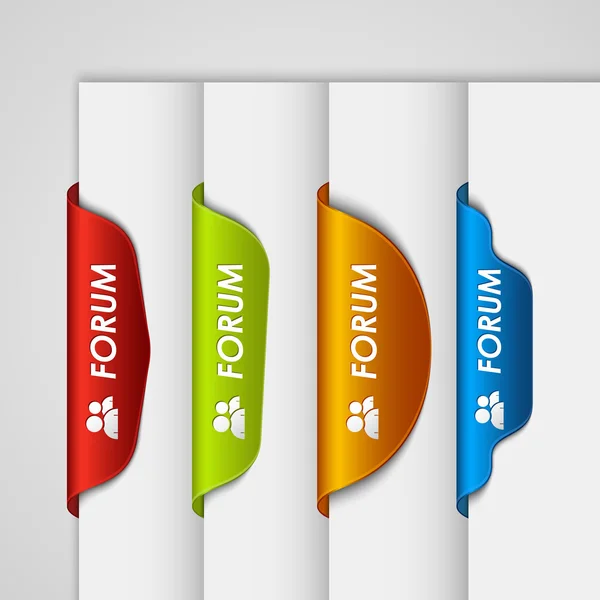 Kolor etykiety zakładki forum na krawędzi strony sieci web — Wektor stockowy
