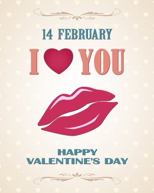 mutlu Sevgililer günü retro poster dudaklı