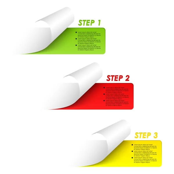 Conjunto de coloridos pasos de muestra pegatinas — Archivo Imágenes Vectoriales