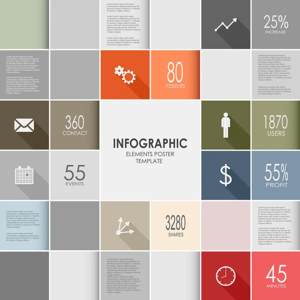 Szablon graficzny kolorowy informacji kwadraty — Wektor stockowy