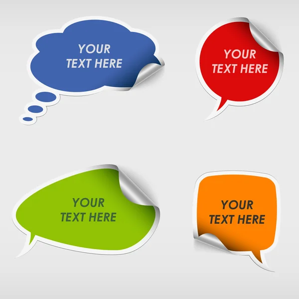 Modèle de bulle de dialogue autocollants colorés — Image vectorielle