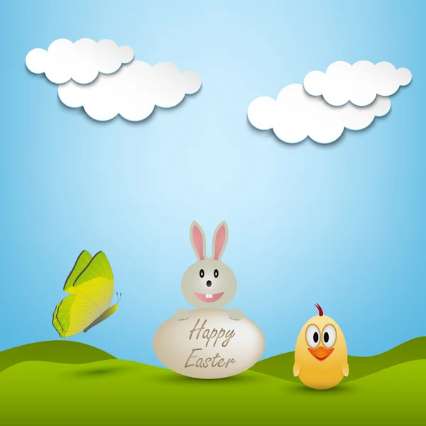 Tarjeta de felicitación de Pascua con animales — Vector de stock