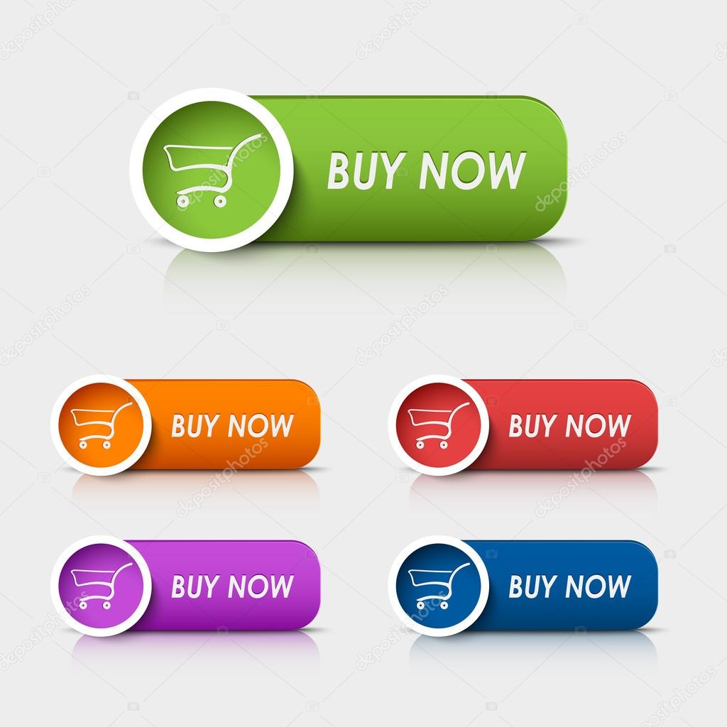 Colored rectangular web buttons buy now