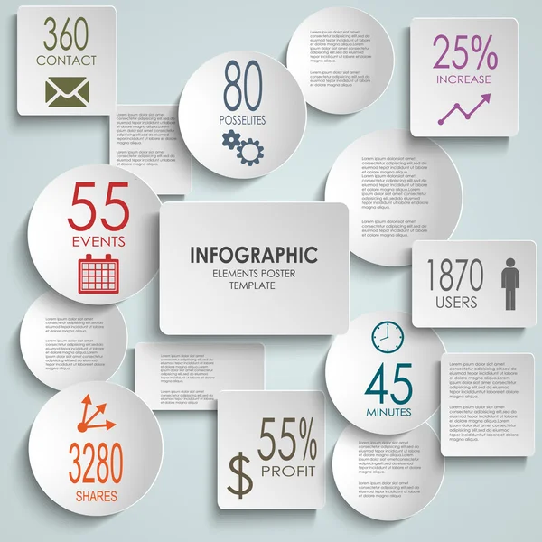 Abstract white round rectangle info graphic template — Stock Vector