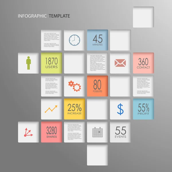 Info Grafik Quadrate Elemente Vorlage — Stockvektor