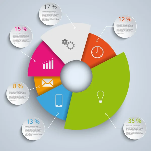 Resumo redondo elementos info modelo gráfico — Vetor de Stock
