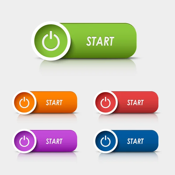 Colored rectangular web buttons start — Stock Vector