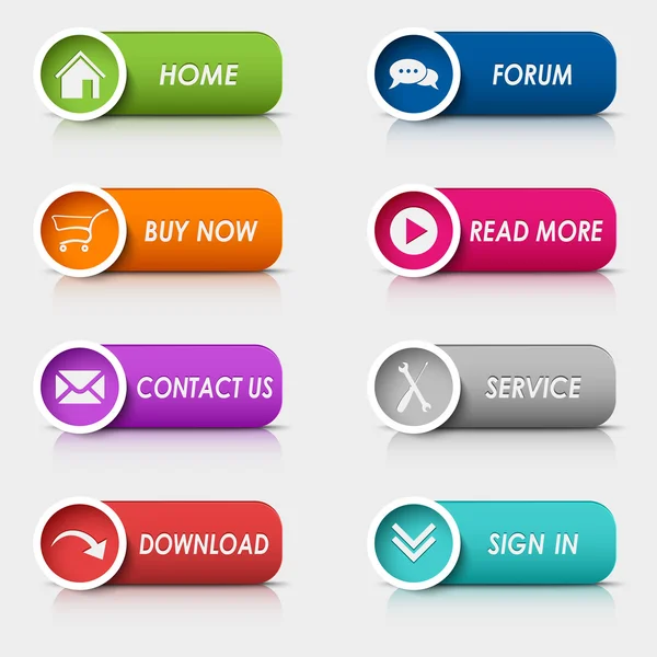 renkli set dikdörtgen web düğmeleri