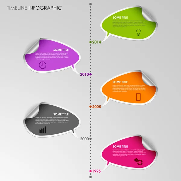 Linha do tempo info gráfico adesivos modelo — Vetor de Stock