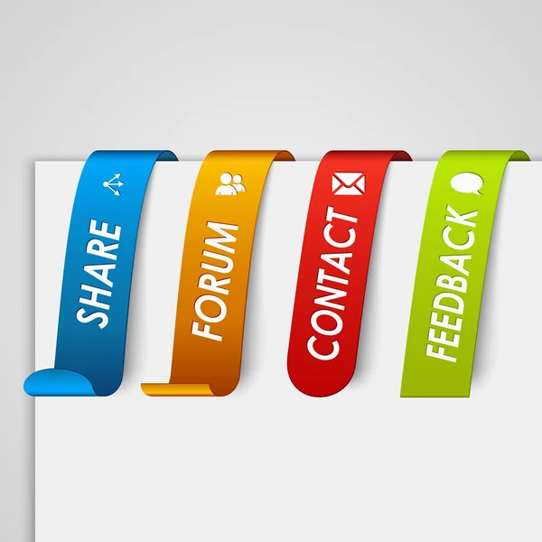 Set van gekleurd papier tags web element — Stockvector