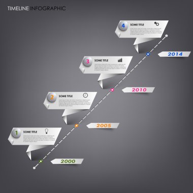 zaman satırı bilgi grafik beyaz katlanmış kağıt şablonu