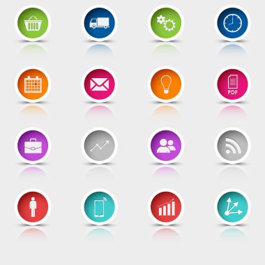 renkli set yuvarlak web düğme şablonu