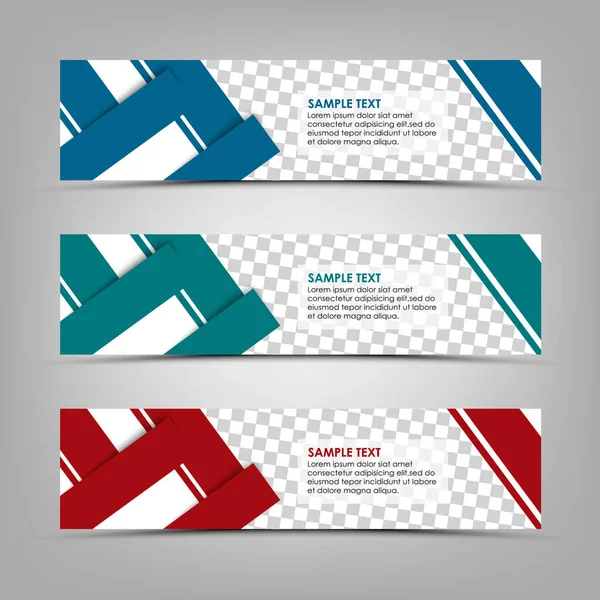 Kollektion Bunte Abstrakte Banner Mit Streifen Und Quadraten Design Vektor — Stockvektor