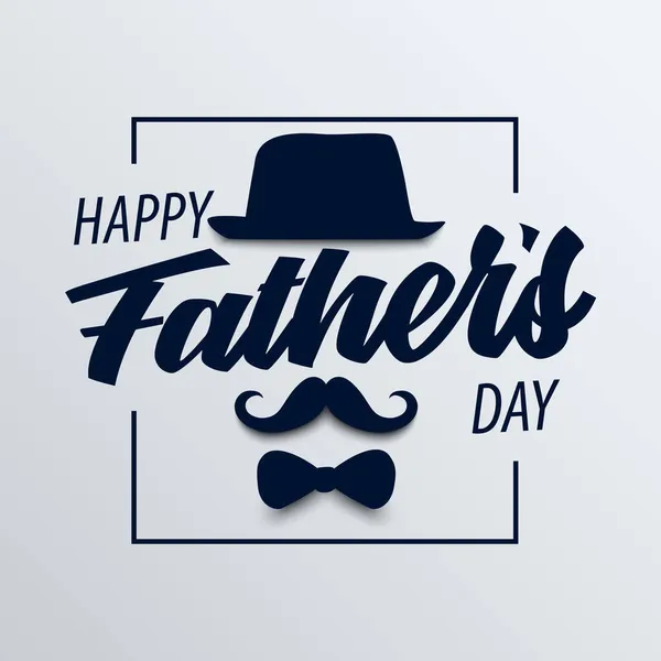 Fathers Day Poster Mustache Hat Bow Tie Template Vector Eps — Stock Vector