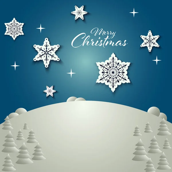 Christmas Card Snowy Meadow Flakes Template Vector Eps — Vettoriale Stock