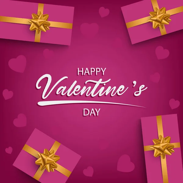Carte Saint Valentin Avec Des Cadeaux Violet Vecteur Conception Eps — Image vectorielle