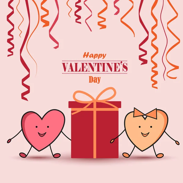 Carte Saint Valentin Avec Cadeau Coeurs Sur Fond Vecteur Eps — Image vectorielle