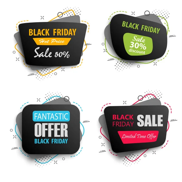 Koleksiyon Kara Cuma satış etiketleri farklı renkte tasarım vektörü 10