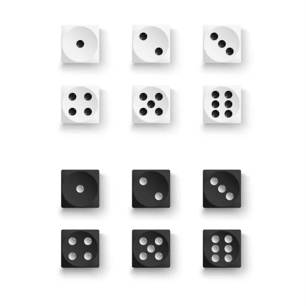 Colección Jugando Dados Blanco Negro Diseño Vector Eps — Archivo Imágenes Vectoriales