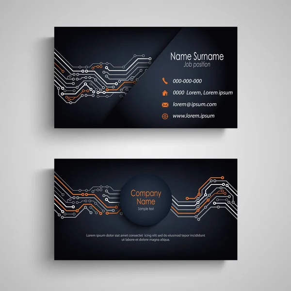 Dark Business Card Printed Circuit Board Design Vector Eps — Image vectorielle