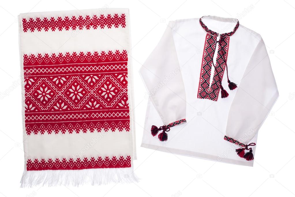 National Ukrainian symbol embroidered handmade towel and shirt v