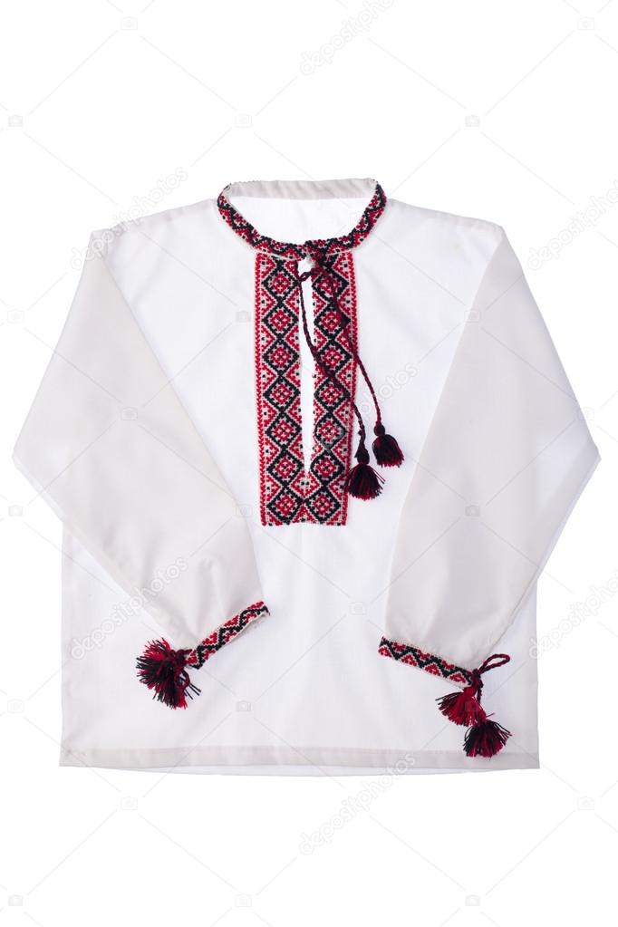 National Ukrainian symbol embroidered handmade cotton shirt vish