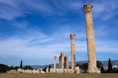 Antik Atina Yunanistan mavi Olimpiya-zeus Tapınağı sky bac