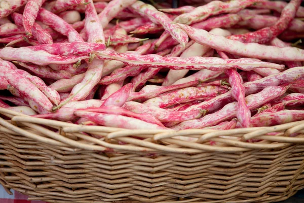 Färska grönsaker röda string bönor makro — Stockfoto