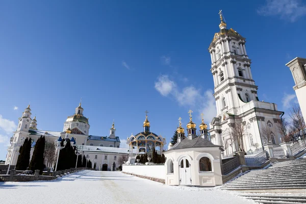 Ancient sacred Christian Pochaev Monastery of Holy Dormition. We — Stock Photo, Image