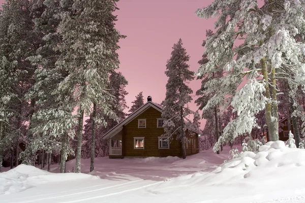 Noční dům Laponska Royalty Free Stock Obrázky